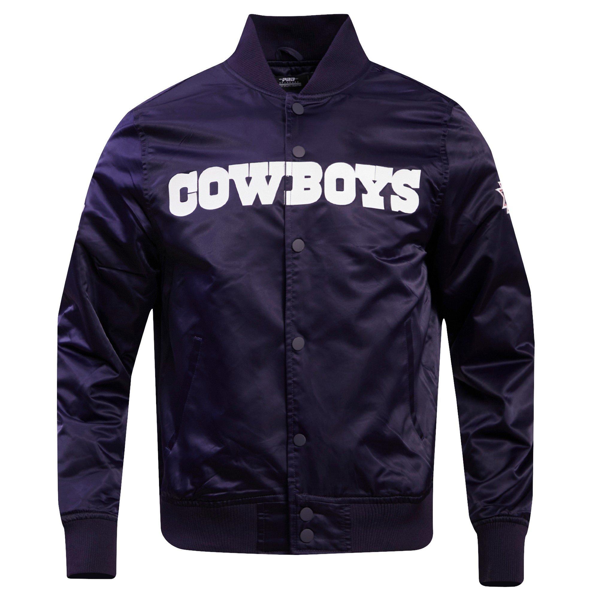 Pro Standard Men's NFL Dallas Cowboys Big Logo Satin Jacket - Navy - NAVY